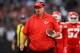 OAKLAND, CA - OCTOBER 19: Head coach Andy Reid of the Kansas City Chiefs reacts to a play against the Oakland Raiders during their NFL game at Oakland-Alameda County Coliseum on October 19, 2017 in Oakland, California. (Photo by Ezra Shaw/Getty Images)