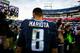 NASHVILLE, TN - DECEMBER 24: Quarterback Marcus Mariota #8 of the Tennessee Titans walks off the field following his loss against the Los Angeles Rams at Nissan Stadium on December 24, 2017 in Nashville, Tennessee. (Photo by Shaban Athuman/Getty Images)