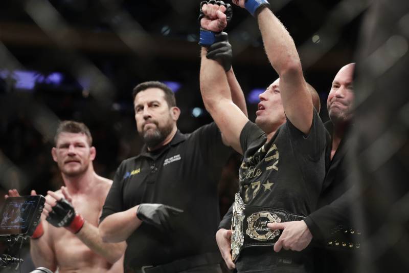 St-Pierre being awarded the middleweight title.