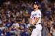 LOS ANGELES, CA - NOVEMBER 01: Yu Darvish #21 of the Los Angeles Dodgers looks on during the second inning against the Houston Astros in game seven of the 2017 World Series at Dodger Stadium on November 1, 2017 in Los Angeles, California. (Photo by Harr