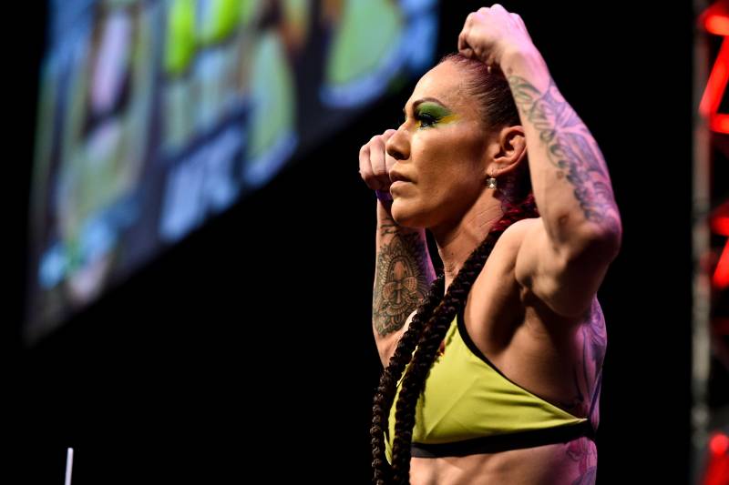 LAS VEGAS, NV - DECEMBER 29: Cris Cyborg of Brazil poses on the scale during the UFC 219 weigh-in inside T-Mobile Arena on December 29, 2017 in Las Vegas, Nevada. (Photo by Brandon Magnus/Zuffa LLC/Zuffa LLC via Getty Images)