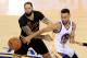 OAKLAND, CA - JUNE 12: Stephen Curry #30 of the Golden State Warriors passes against Deron Williams #31 of the Cleveland Cavaliers in Game 5 of the 2017 NBA Finals at ORACLE Arena on June 12, 2017 in Oakland, California. NOTE TO USER: User expressly ackn