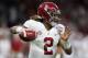 NEW ORLEANS, LA - JANUARY 01: Jalen Hurts #2 of the Alabama Crimson Tide throws the ball in the seond half of the AllState Sugar Bowl against the Clemson Tigers at the Mercedes-Benz Superdome on January 1, 2018 in New Orleans, Louisiana. (Photo by Chris