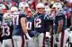 FOXBORO, MA - DECEMBER 31: Tom Brady #12 of the New England Patriots huddles with teammates during the first half against the New York Jets at Gillette Stadium on December 31, 2017 in Foxboro, Massachusetts. (Photo by Jim Rogash/Getty Images)