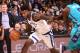 OAKLAND, CA - DECEMBER 29: Jordan Bell #2 of the Golden State Warriors handles the ball against the Charlotte Hornets on December 29, 2017 at ORACLE Arena in Oakland, California. NOTE TO USER: User expressly acknowledges and agrees that, by downloading a