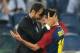 Barcelona´s coach Josep Guardiola (L) celebrates with Barcelona´s Argentinian forward Lionel Messi (C) as Manchester United's forward Wayne Rooney looks on at the end of the final of the UEFA football Champions League on May 27, 2009 at the Olympic Stadi