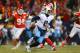 KANSAS CITY, MO - JANUARY 06: Marcus Mariota #8 of the Tennessee Titans avoids being sacked against the Kansas City Chiefs during the AFC Wild Card playoff game at Arrowhead Stadium on January 6, 2018 in Kansas City, Missouri. (Photo by Dilip Vishwanat/Ge