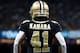 NEW ORLEANS, LA - JANUARY 07: Alvin Kamara #41 of the New Orleans Saints stands on the field during the first half of the NFC Wild Card playoff game against the Carolina Panthers at the Mercedes-Benz Superdome on January 7, 2018 in New Orleans, Louisiana