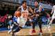 WESTCHESTER, NY - NOVEMBER 19: Trey Burke #23 of the Westchester Knicks drives to the basket against the Lakeland Magic during an NBA G-League game on November 19, 2017 at Westchester County Center in Westchester, New York. NOTE TO USER: User expressly ac