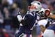 FOXBOROUGH, MA - JANUARY 13: Tom Brady #12 of the New England Patriots makes pass during the AFC Divisional Playoff game against the Tennessee Titans at Gillette Stadium on January 13, 2018 in Foxborough, Massachusetts. (Photo by Maddie Meyer/Getty Images