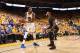 OAKLAND, CA - JUNE 12: Kevin Durant #35 of the Golden State Warriors looks to pass the ball against LeBron James #23 of the Cleveland Cavaliers in Game Five of the 2017 NBA Finals on June 12, 2017 at ORACLE Arena in Oakland, California. NOTE TO USER: Use