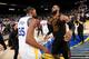 OAKLAND, CA - DECEMBER 25: Kevin Durant #35 of the Golden State Warriors exchanges a hug with LeBron James #23 of the Cleveland Cavaliers after the game between the two teams on December 25, 2017 at ORACLE Arena in Oakland, California. NOTE TO USER: User
