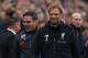 Huddersfield Town's German head coach David Wagner (L) and Liverpool's German manager Jurgen Klopp arrive for the English Premier League football match between Liverpool and Huddersfield Town at Anfield in Liverpool, north west England on October 28, 2017