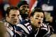 Left to right: Wes Welker, Randy Moss, Tom Brady
