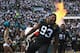 JACKSONVILLE, FL - JANUARY 07: Defensive end Calais Campbell #93 of the Jacksonville Jaguars takes the field before the start of the AFC Wild Card Playoff game against the Buffalo Bills at EverBank Field on January 7, 2018 in Jacksonville, Florida. (Phot