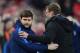 Tottenham Hotspur's Argentinian head coach Mauricio Pochettino (L) greets Liverpool's German manager Jurgen Klopp during the English Premier League football match between Liverpool and Tottenham Hotspur at Anfield in Liverpool, north west England on Febru