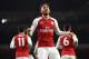 LONDON, ENGLAND - FEBRUARY 03: Pierre-Emerick Aubameyang of Arsenal celebrates after scoring his sides fourth goal during the Premier League match between Arsenal and Everton at Emirates Stadium on February 3, 2018 in London, England. (Photo by Michael