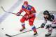Russia's forward Ilya Kovalchuk (L) vies for the puck with Canada's forward Wojtek Wolski during the Channel One Cup of the Euro Hockey Tour ice hockey match between Canada and Russia in Moscow on December 16, 2017.
/ AFP PHOTO / Alexander NEMENOV