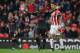 STOKE ON TRENT, ENGLAND - AUGUST 19: Alexandre Lacazette of Arsenal appeals to the referee after his goal was disallowed during the Premier League match between Stoke City and Arsenal at Bet365 Stadium on August 19, 2017 in Stoke on Trent, England. (Pho