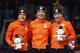 GANGNEUNG, SOUTH KOREA - FEBRUARY 10: (L-R) Silver medalist Ireen Wust of the Netherlands, gold medalist Carlijn Achtereekte of the Netherlands and bronze medalist Antoinette De Jong of the Netherlands celebrate during the victory ceremony after the Wome