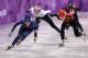 GANGNEUNG, SOUTH KOREA - FEBRUARY 10: Elise Christie of Great Britain leads during the Ladies 500m Short Track Speed Skating qualifying on day one of the PyeongChang 2018 Winter Olympic Games at Gangneung Ice Arena on February 10, 2018 in Gangneung, Sou