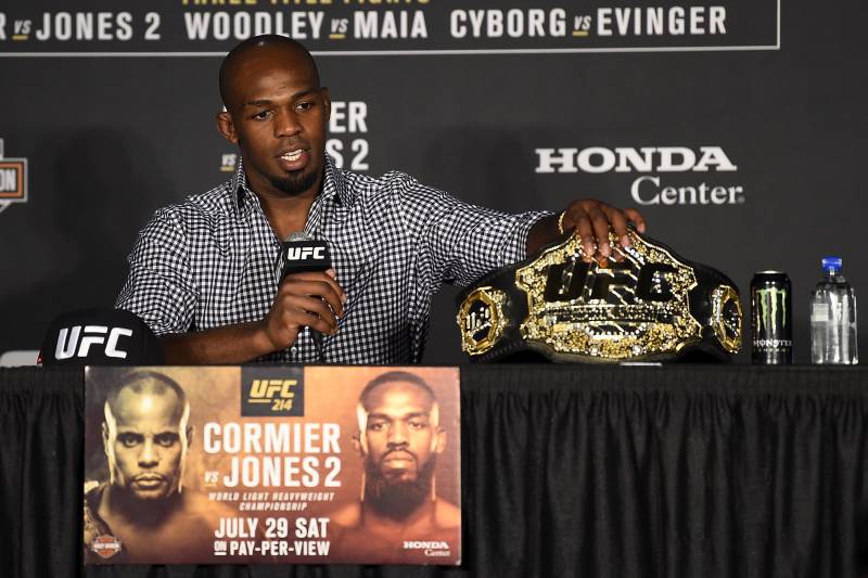Jones after defeating Cormier a second time at UFC 214.