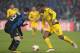 REGGIO NELL'EMILIA, ITALY - FEBRUARY 22: Michy Batshuayi (R) of Borussia Dortmund is challenged by Mattia Caldara of Atalanta BC during UEFA Europa League Round of 32 match between Atalanta and Borussia Dortmund at the Mapei Stadium - Citta' del Tricolor