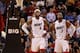 MIAMI, FL - DECEMBER 27: LeBron James #6 and Dwyane Wade #3 of the Miami Heat look on during a game against the Boston Celtics at American Airlines Arena on December 27, 2011 in Miami, Florida. NOTE TO USER: User expressly acknowledges and agrees that, b