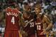 AUBURN HILLS, MI - APRIL 26: LeBron James #23, Ben Wallace #4 and Delonte West #13 of the Cleveland Cavaliers during a game against the Detroit Pistons in Game Four of the Eastern Conference Quarterfinals during the 2009 NBA Playoffs at the Palace of Aub
