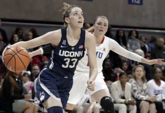 Junior Katie Lou Samuelson leads the undefeated Huskies in scoring (18.3 points per game) and three-point shooting (49 percent) this season.