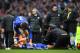 MANCHESTER, ENGLAND - DECEMBER 03: David Luiz of Chelsea receives a medical treatment after fouled by Sergio Aguero of Manchester City during the Premier League match between Manchester City and Chelsea at Etihad Stadium on December 3, 2016 in Manchester