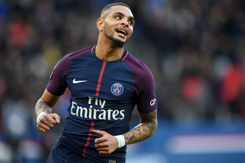 Paris Saint-Germain's French defender Layvin Kurzawa reacts during the French Ligue 1 football match between Paris Saint-Germain (PSG) and Strasbourg at The Parc des Princes in Paris on February 17, 2018. / AFP PHOTO / CHRISTOPHE ARCHAMBAULT (Phot