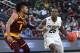 LAS VEGAS, NV - MARCH 07: McKinley Wright IV #25 of the Colorado Buffaloes drives against Remy Martin #1 of the Arizona State Sun Devils during a first-round game of the Pac-12 basketball tournament at T-Mobile Arena on March 7, 2018 in Las Vegas, Nevada