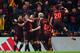 LONDON, ENGLAND - FEBRUARY 20: Lionel Messi of FC Barcelona celebrates after scoring a goal to make it 1-1 during the UEFA Champions League Round of 16 First Leg match between Chelsea FC and FC Barcelona at Stamford Bridge on February 20, 2018 in London,