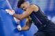 Marcus Davenport demonstrates his raw strength.