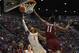 SAN DIEGO, CA - MARCH 16: Marcquise Reed #2 of the Clemson Tigers shoots against Johnathon Wilkins #11 of the New Mexico State Aggies in the second half in the first round of the 2018 NCAA Men's Basketball Tournament at Viejas Arena on March 16, 2018 in S