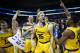 CHARLOTTE, NC - MARCH 16: The UMBC Retrievers bench reacts to their 74-54 victory over the Virginia Cavaliers during the first round of the 2018 NCAA Men's Basketball Tournament at Spectrum Center on March 16, 2018 in Charlotte, North Carolina. (Photo b