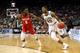 PITTSBURGH, PA - MARCH 15: Mikal Bridges #25 of the Villanova Wildcats drives to the basket against Donald Hicks #5 of the Radford Highlanders during the second half of the game in the first round of the 2018 NCAA Men's Basketball Tournament at PPG PAINT