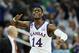 WICHITA, KS - MARCH 17: Malik Newman #14 of the Kansas Jayhawks reacts against the Seton Hall Pirates in the second half during the second round of the 2018 NCAA Men's Basketball Tournament at INTRUST Bank Arena on March 17, 2018 in Wichita, Kansas. The