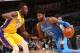 OKLAHOMA CITY, OK - JANUARY 17: Paul George #13 of the Oklahoma City Thunder handles the ball during the game against the Los Angeles Lakers on January 17, 2018 at Chesapeake Energy Arena in Oklahoma City, Oklahoma. NOTE TO USER: User expressly acknowledg