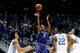 ATLANTA, GA - MARCH 22: Barry Brown #5 of the Kansas State Wildcats attempts a jump shot against the Kentucky Wildcats in the second half during the 2018 NCAA Men's Basketball Tournament South Regional at Philips Arena on March 22, 2018 in Atlanta, Georgi