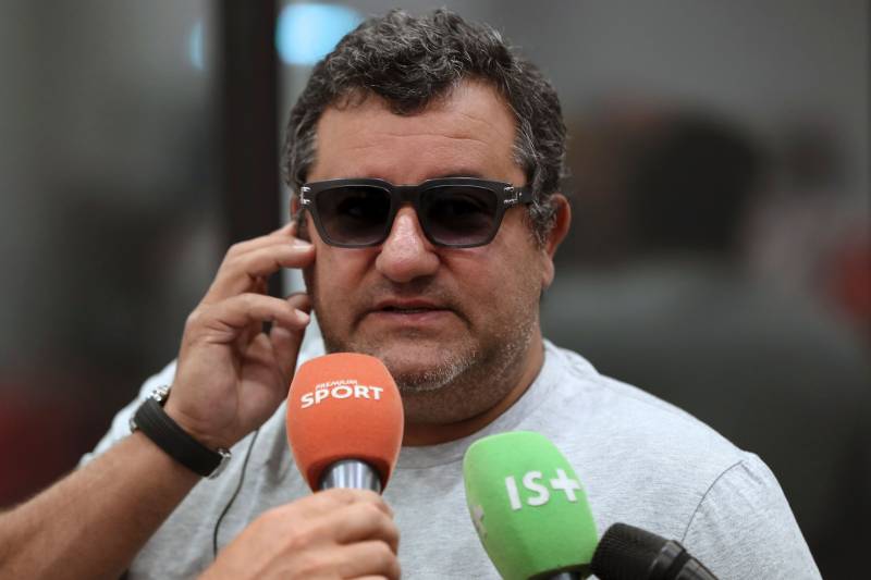 Italian-born Dutch football agent Mino Raiola speaks to journalists on September 2, 2016 during presentation of Nice's football club new signings at the Allianz Riviera stadium in Nice, southeastern France. / AFP / VALERY HACHE        (Photo credit should