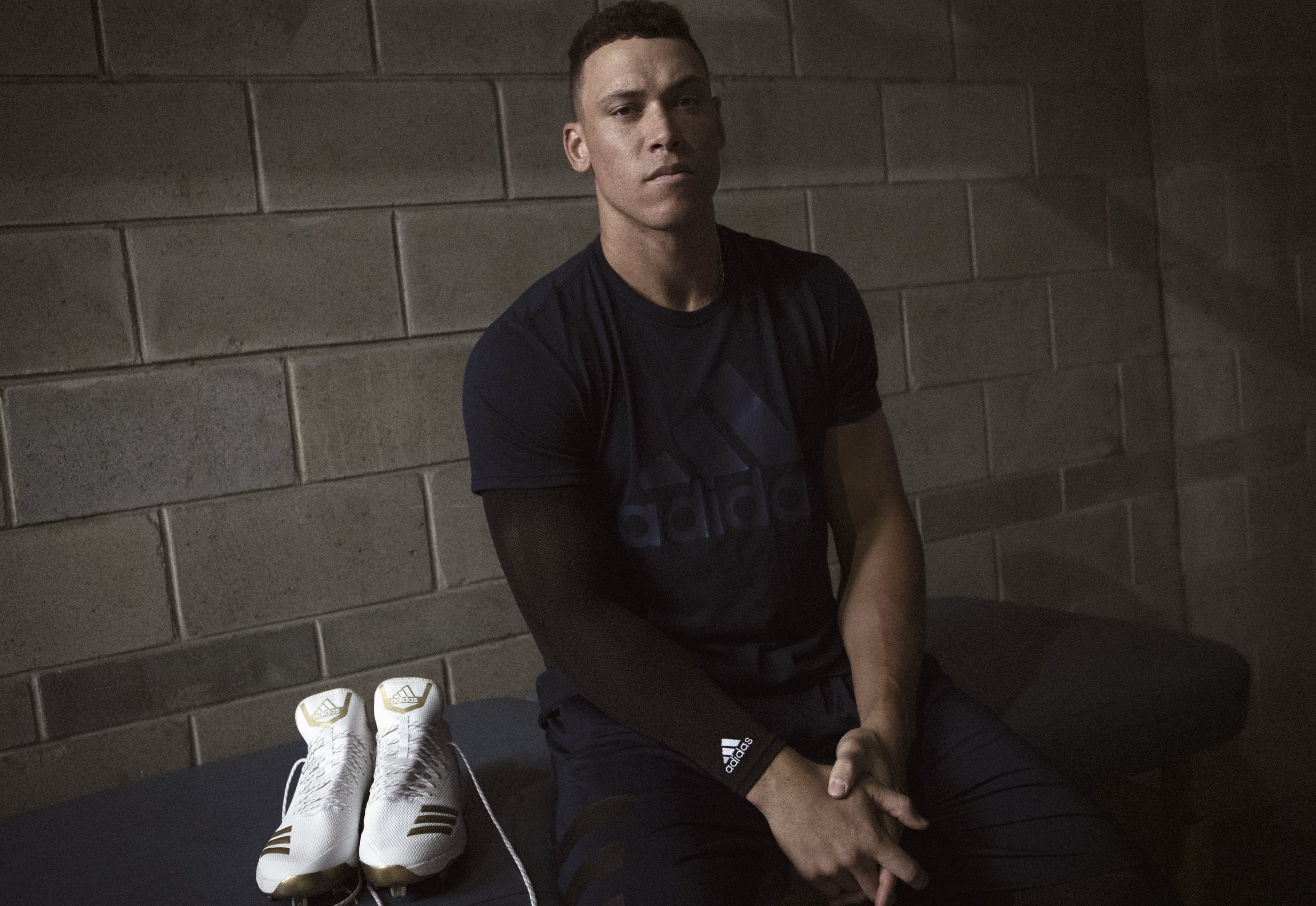 Aaron Judge New York Yankees Player-Issued White Multicolor adidas Shoes  from the 2021 MLB Season