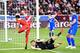 HARRISON, NJ - MARCH 27: Raul Ruidiaz #11 of Peru scores a second half goal past Frederik Schram #25 of Iceland in an International Friendly match at Red Bull Arena on March 27, 2018 in Harrison, New Jersey. (Photo by Steven Ryan/Getty Images)