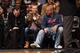 Namajunas (center) and Barry (right) together at a recent Nets game.