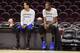 Shaun Livingston and Durant at a practice session during the 2017 NBA Finals.