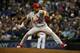 MILWAUKEE, WI - APRIL 02: Jordan Hicks #49 of the St. Louis Cardinals pitches in the eighth inning against the Milwaukee Brewers at Miller Park on April 2, 2018 in Milwaukee, Wisconsin. (Dylan Buell/Getty Images) *** Local Caption *** Jordan Hicks