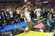 DALLAS, TX - APRIL 02: A'ja Wilson #22 of the South Carolina Gamecocks dances after her teams championship win over the Mississippi State Lady Bulldogs after the championship game of the 2017 NCAA Women's Final Four at American Airlines Center on April 2