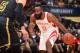 LOS ANGELES, CA - APRIL 10: James Harden #13 of the Houston Rockets handles the ball against the Los Angeles Lakers on April 10, 2017 at STAPLES Center in Los Angeles, California. NOTE TO USER: User expressly acknowledges and agrees that, by downloading