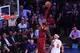 NEW YORK, NY - APRIL 9: LeBron James #23 of the Cleveland Cavaliers dunks the ball against Michael Beasley #8 of the New York Knicks during the game at Madison Square Garden on April 9, 2018 in New York City. NOTE TO USER: User expressly acknowledges and